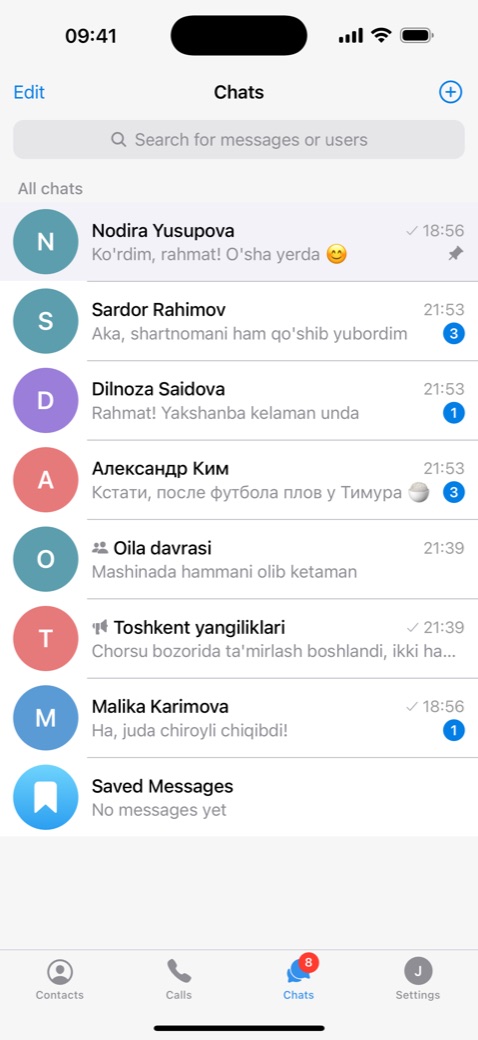 The TES Chat conversation list on an iPhone.